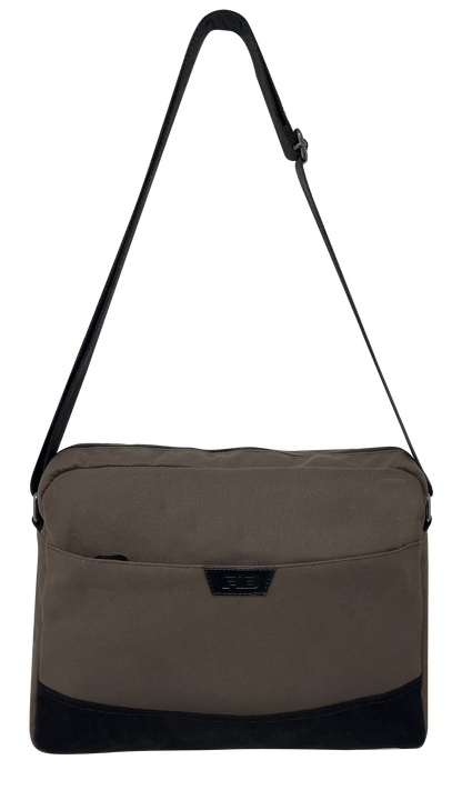 FIB Byron Canvas Laptop Messenger Bag Travel Shoulder Sling - Brown