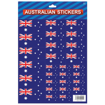 Australian Flag Stickers – A4 Sheet of Festive Stickers for Australia Day Celebrations