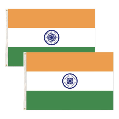 2x India Country Flags Indian Heavy Duty National Cricket Diwali Divali - 150cm x 90cm