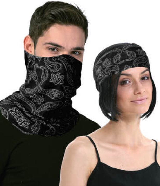 Seamless Tube Bandana Head Scarf Face Cover Mask Pattern Mask Neck Gaiter - Black