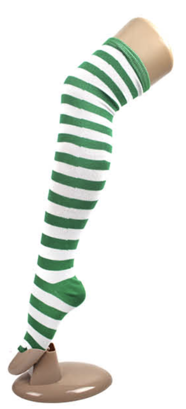 OVER THE KNEE SOCKS Plain Striped High Thigh Ladies Long Womens Stripey Stocking - Dark Green/White