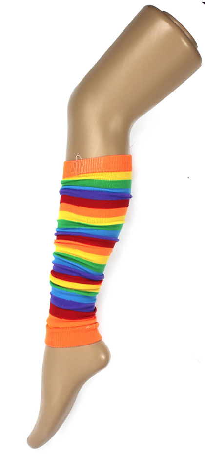 RAINBOW LEG WARMERS Party Costume Fine Stretch Ladies Girls Fancy Dress - Rainbow