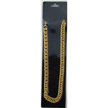 BIG NECKLACE 50cm Pimp Costume Party Fancy Dress Gangster Chain Jewellery - Gold