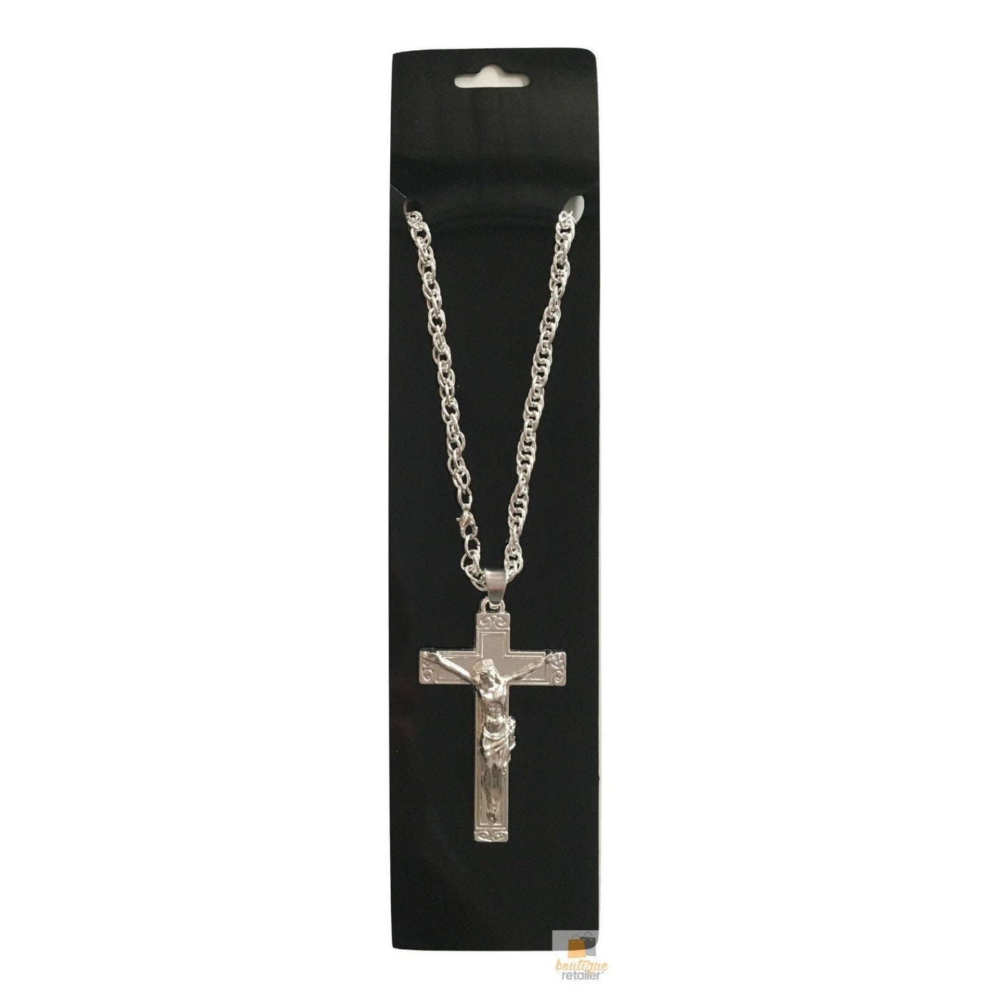 Jesus Christ Metal Necklace Chain Pendant Chain Jewellery Crucifix - Silver