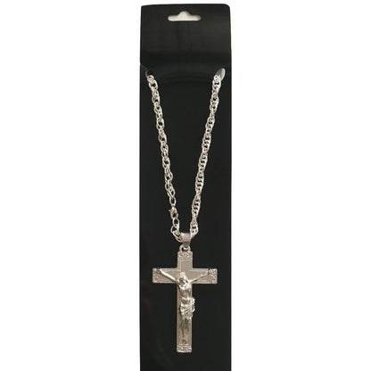 Jesus Christ Metal Necklace Chain Pendant Chain Jewellery Crucifix - Silver