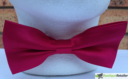 Mens BOW TIE Wedding Tuxedo Formal Bestman Necktie Classic Plain Party  - Burgundy