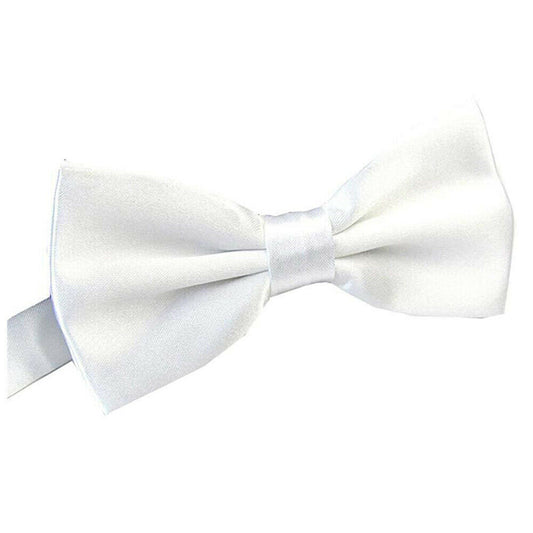 Mens BOW TIE Wedding Tuxedo Formal Bestman Necktie Classic Plain Party  - White