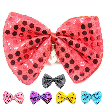 SEQUIN BOW TIE Polka Dots Bowtie Party Unisex Costume  13cm x 9cm Clown - Green