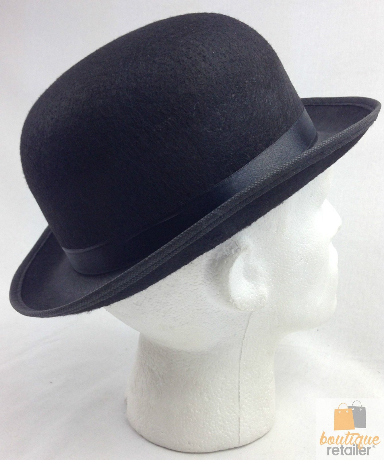 BOWLER HAT Party Costume Derby Fancy Dress Dance Halloween Vintage Cap - Black