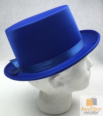 SATIN TOP HAT Costume Party Cap Fancy Dress Trilby Fedora One Size - Blue