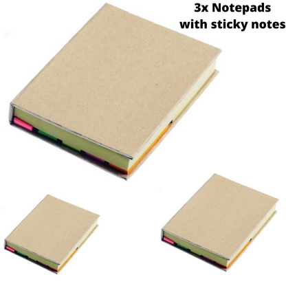 3x Post It Notebook Journal Sketchbook Pad Notepad Note Book - Beige