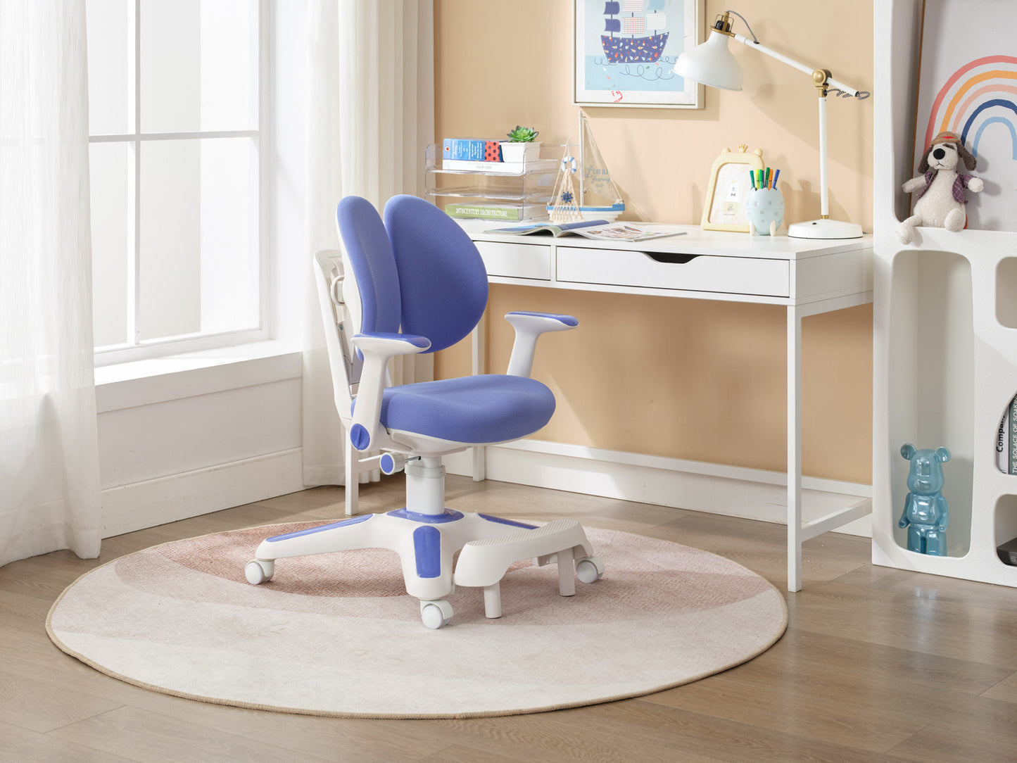 Ergonomic Children Kids Study Desk and Chair Set Height Adjustable - Blue