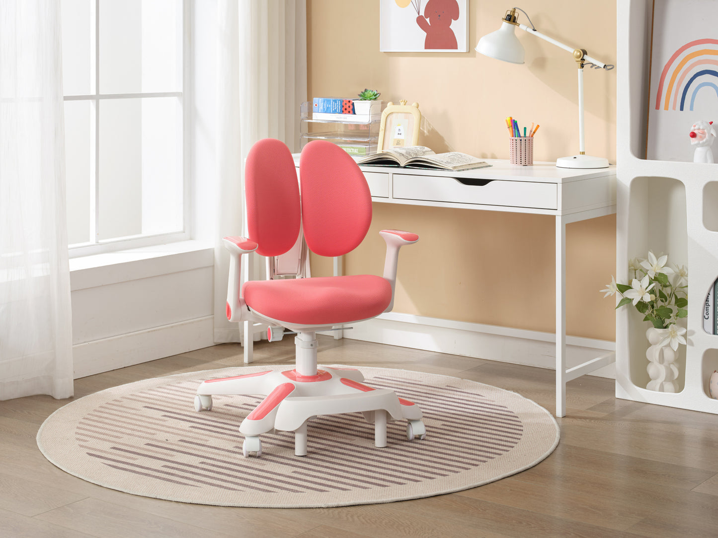 Ergonomic Children Kids Study Desk and Chair Set Height Adjustable - Pink