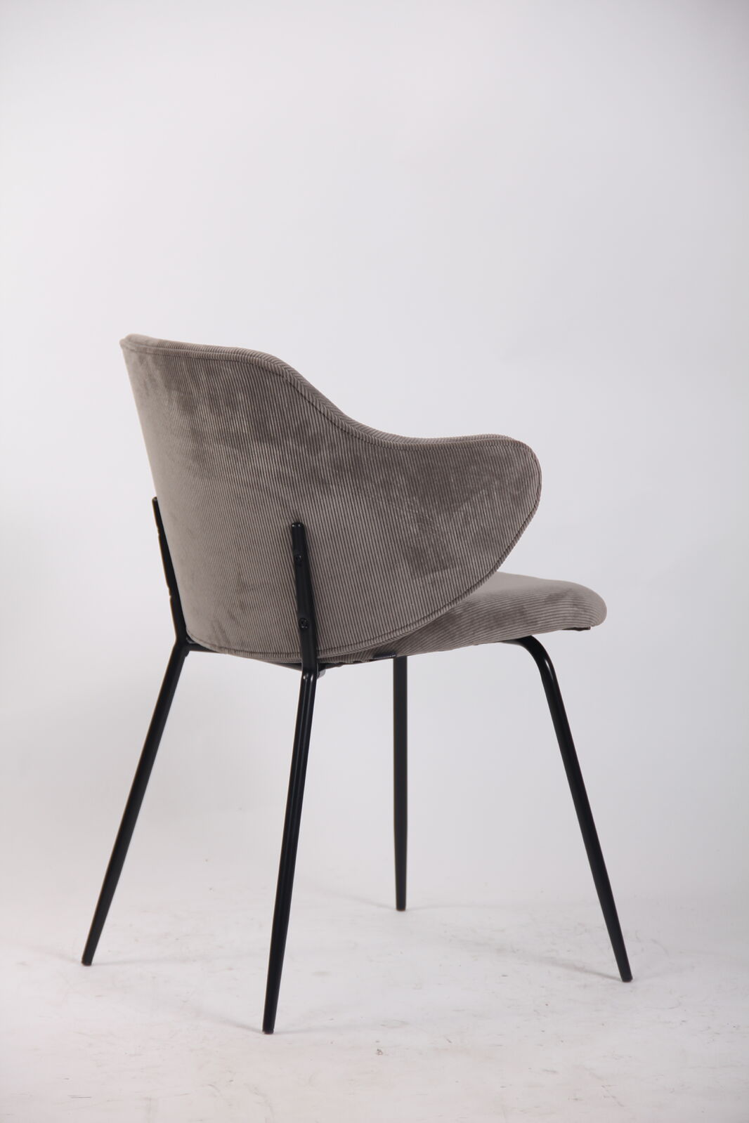 Set of 4 Dining Chairs with Corduroy Cord Fabric in Grey