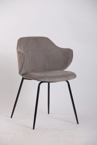 Set of 4 Dining Chairs with Corduroy Cord Fabric in Grey