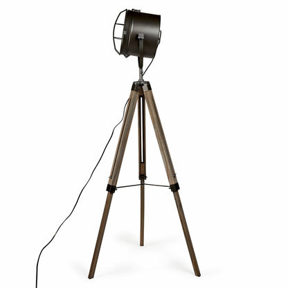 153cm Nautical Tripod Floor Lamp w Matte Grey Lamp Head Searchlight Spot Light