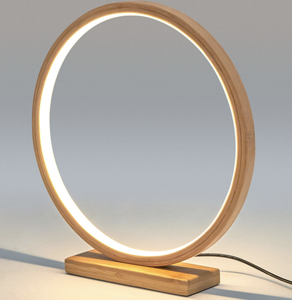 Bamboo Single Ring LED Lamp Light Modern Scandi Minimalistic - Natural