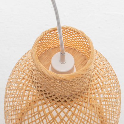 Natural Woven Bamboo Cone Pendant Lamp Hanging Light Bell Shade Boho Tropical