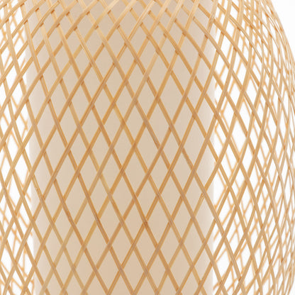 Natural Woven Bamboo Oval Table Lamp Light Shade Boho Tropical Coastal