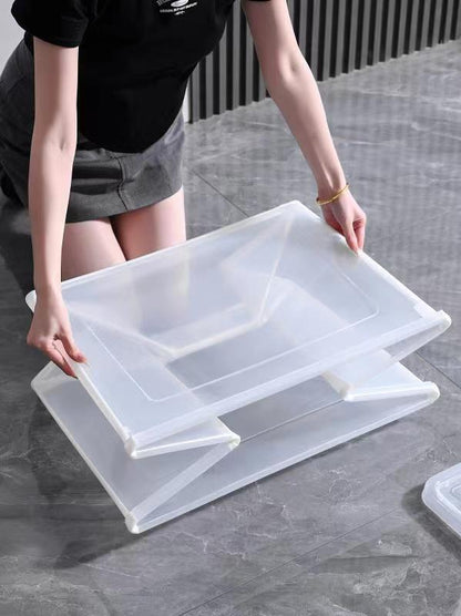 37 Litre Modular Clear Foldable Storage Box with Lid Plastic Tub Collapsible