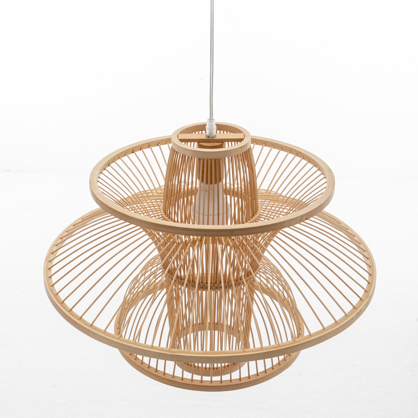 Aurora Natural Hand-Woven Bamboo 3-Layer Pendant Lamp Light