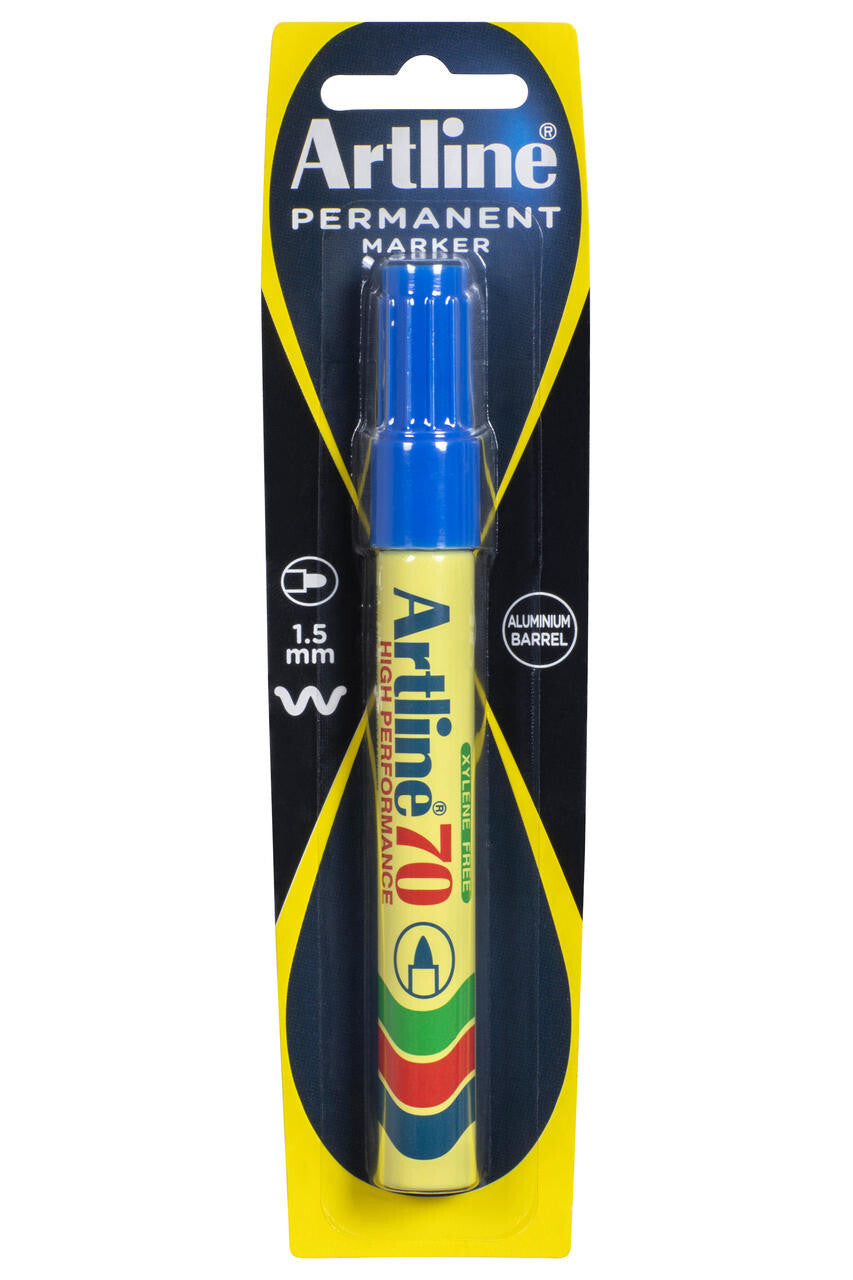 1x Artline 70 Permanent Marker 1.5mm Bullet Nib - Blue