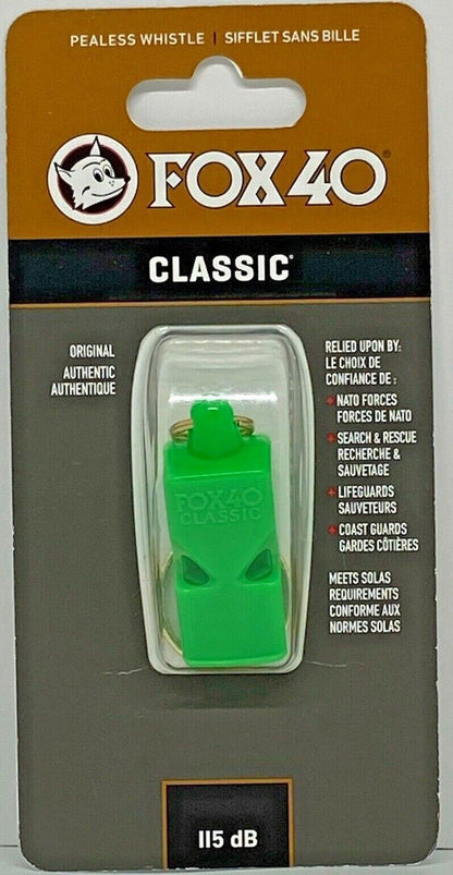 Fox 40 Classic 3 Chamber Whistle Soccer Football Netball Sports Basketball - Green