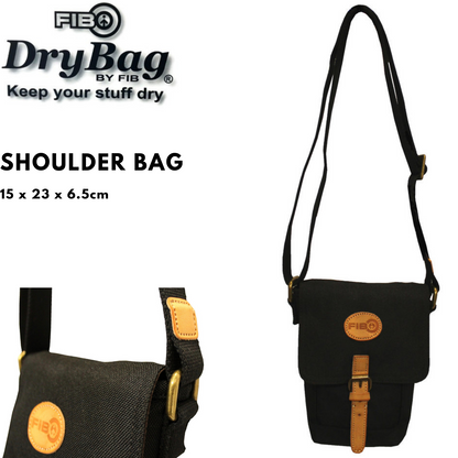 FIB Water Resistant Small Shoulder Canvas Bag w Adjustable Shoulder Strap - Black