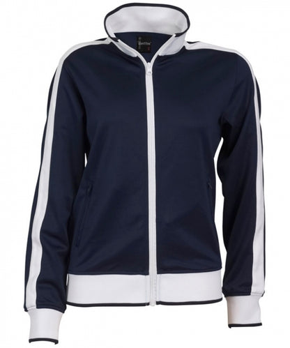 Identitee Ladies Track Top Jacket Tracksuit Warm Winter Full Zip Varsity Jumper - Navy/White - S (6-8)