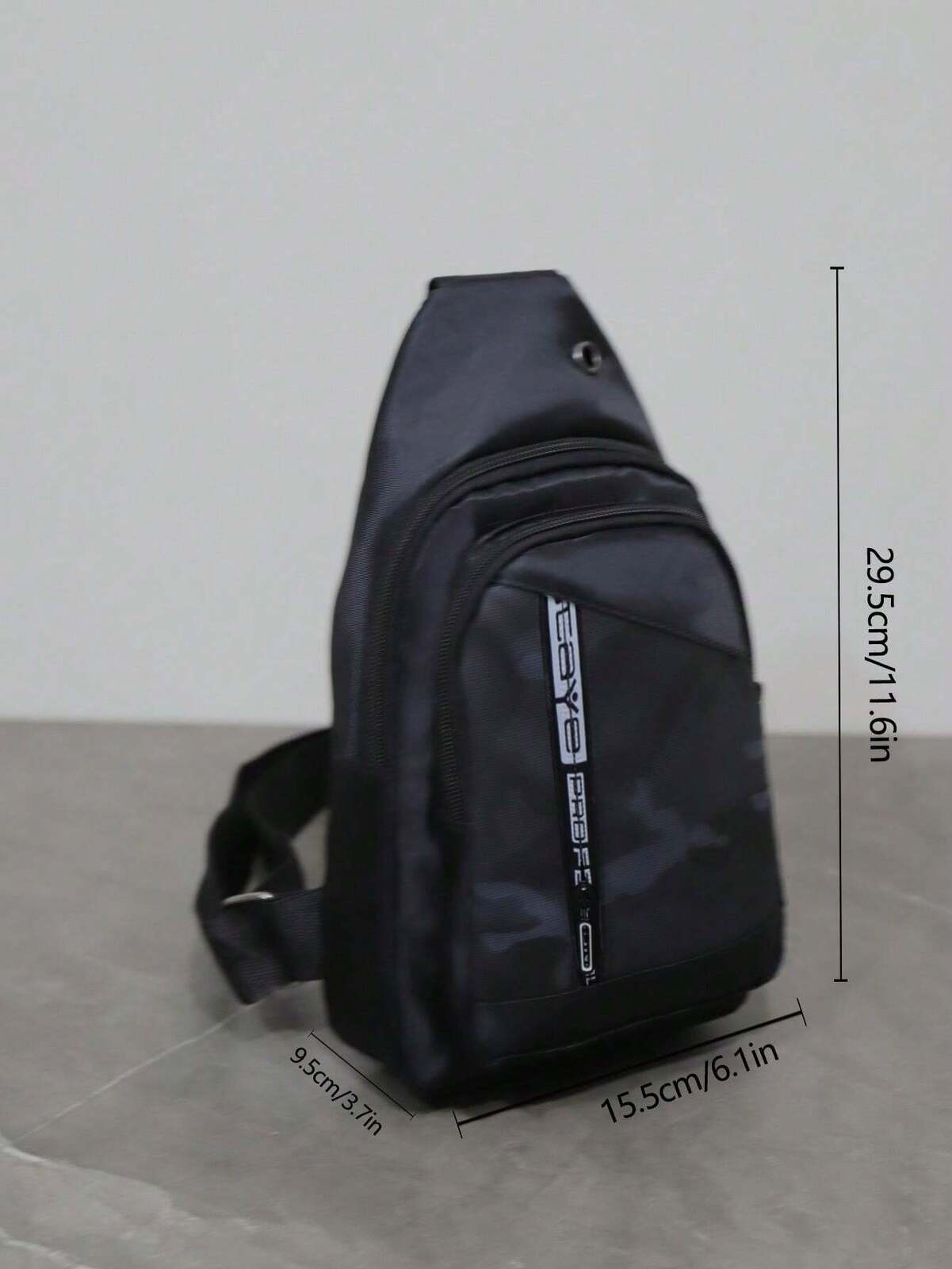 Mens Crossbody Sling Casual Chest Bag in Black