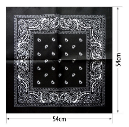 BANDANA Paisley 100% COTTON Head Wrap Durag Bandanna Summer Biker Scarf Mask - Black