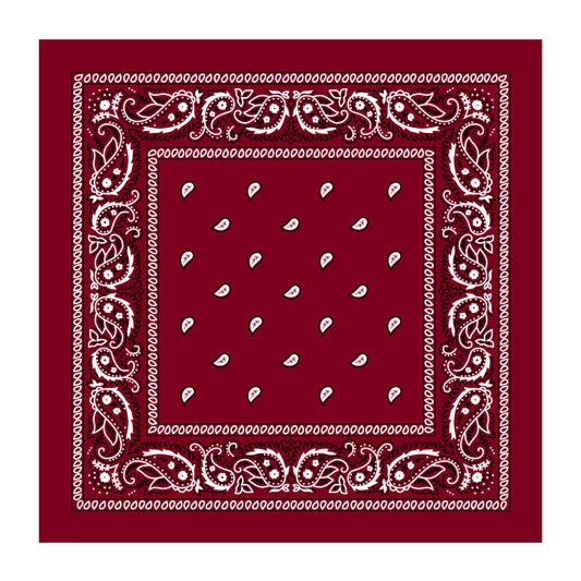 BANDANA Paisley 100% COTTON Head Wrap Durag Bandanna Summer Biker Scarf Mask - Burgundy