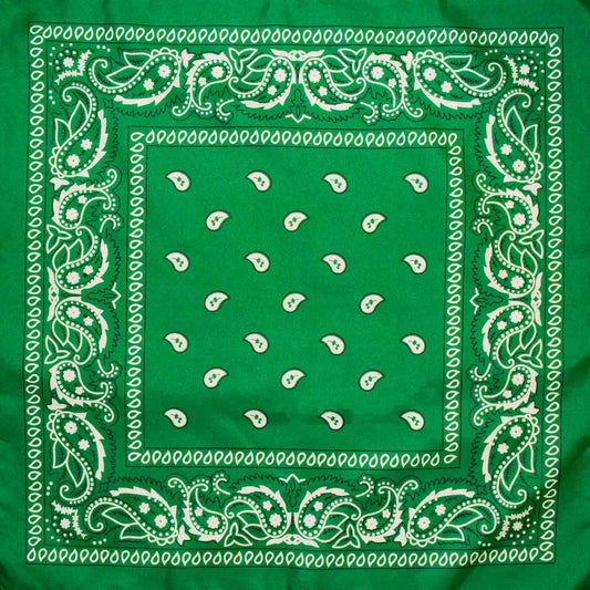 BANDANA Paisley 100% COTTON Head Wrap Durag Bandanna Summer Biker Scarf Mask - Dark Green