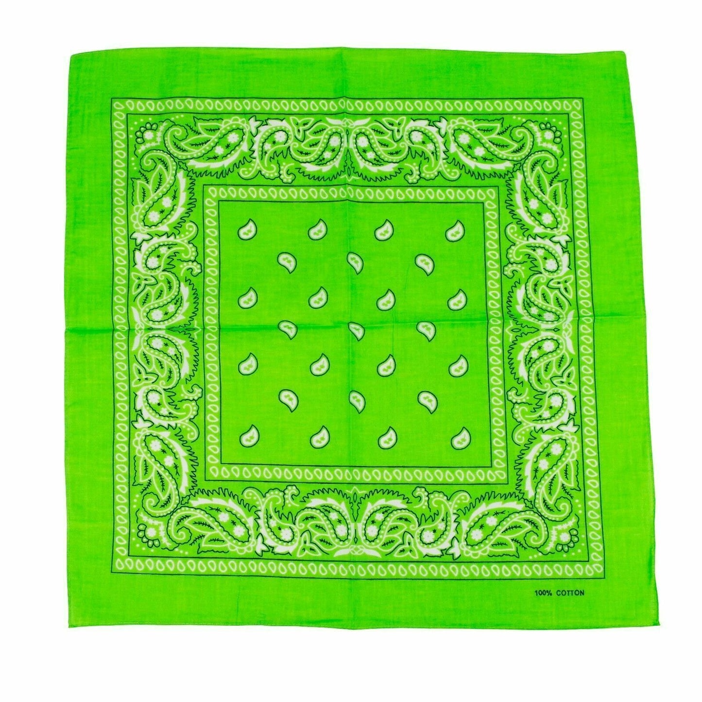 BANDANA Paisley 100% COTTON Head Wrap Durag Bandanna Summer Biker Scarf Mask - Light Green