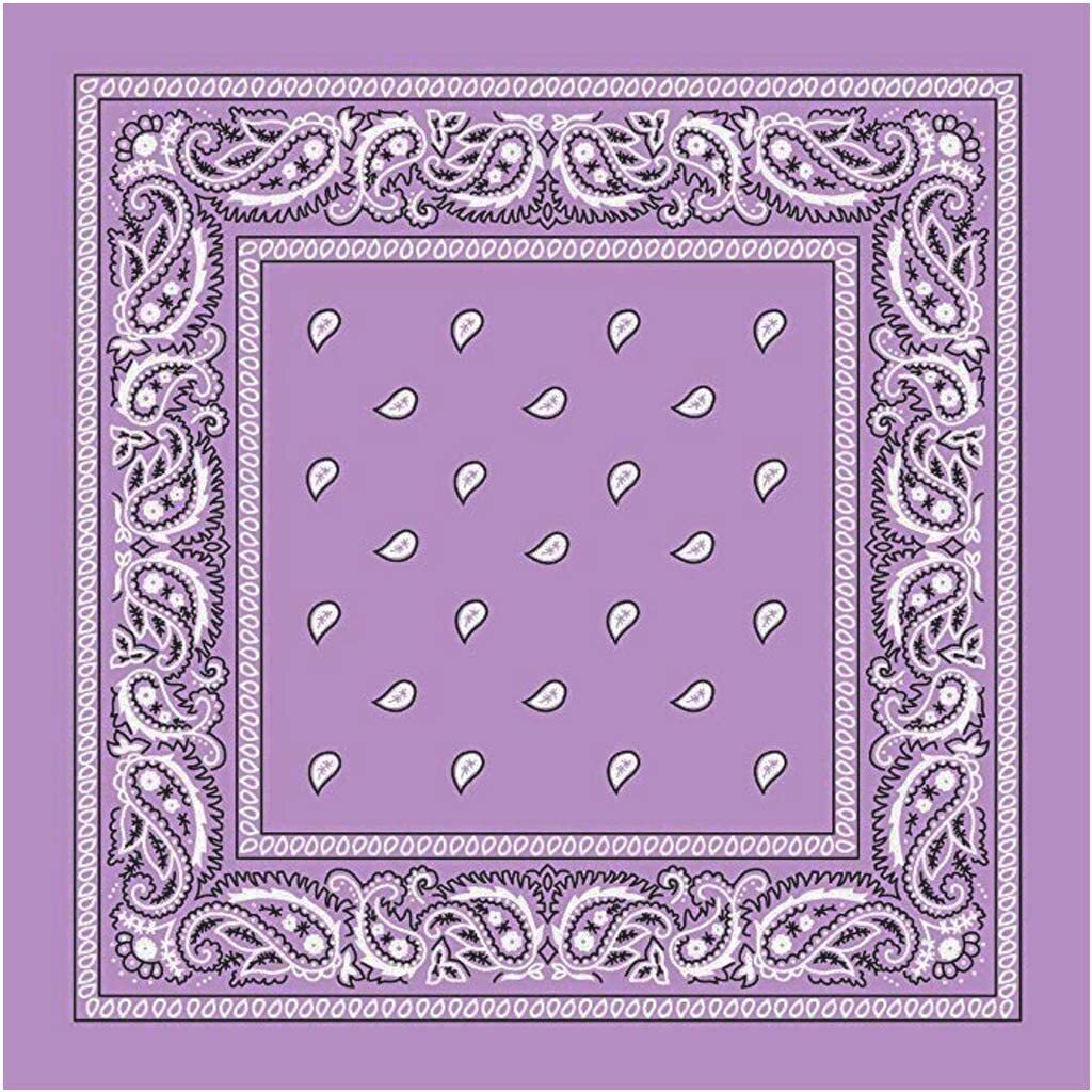 BANDANA Paisley 100% COTTON Head Wrap Durag Bandanna Summer Biker Scarf Mask - Lilac