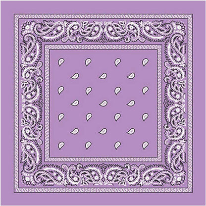 BANDANA Paisley 100% COTTON Head Wrap Durag Bandanna Summer Biker Scarf Mask - Lilac