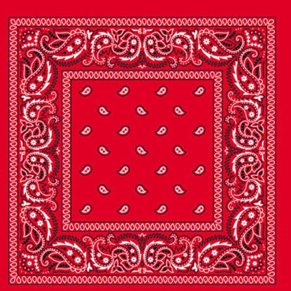 BANDANA Paisley 100% COTTON Head Wrap Durag Bandanna Summer Biker Scarf Mask - Red