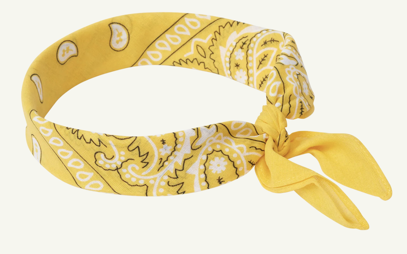 BANDANA Paisley 100% COTTON Head Wrap Durag Bandanna Summer Biker Scarf Mask - Yellow