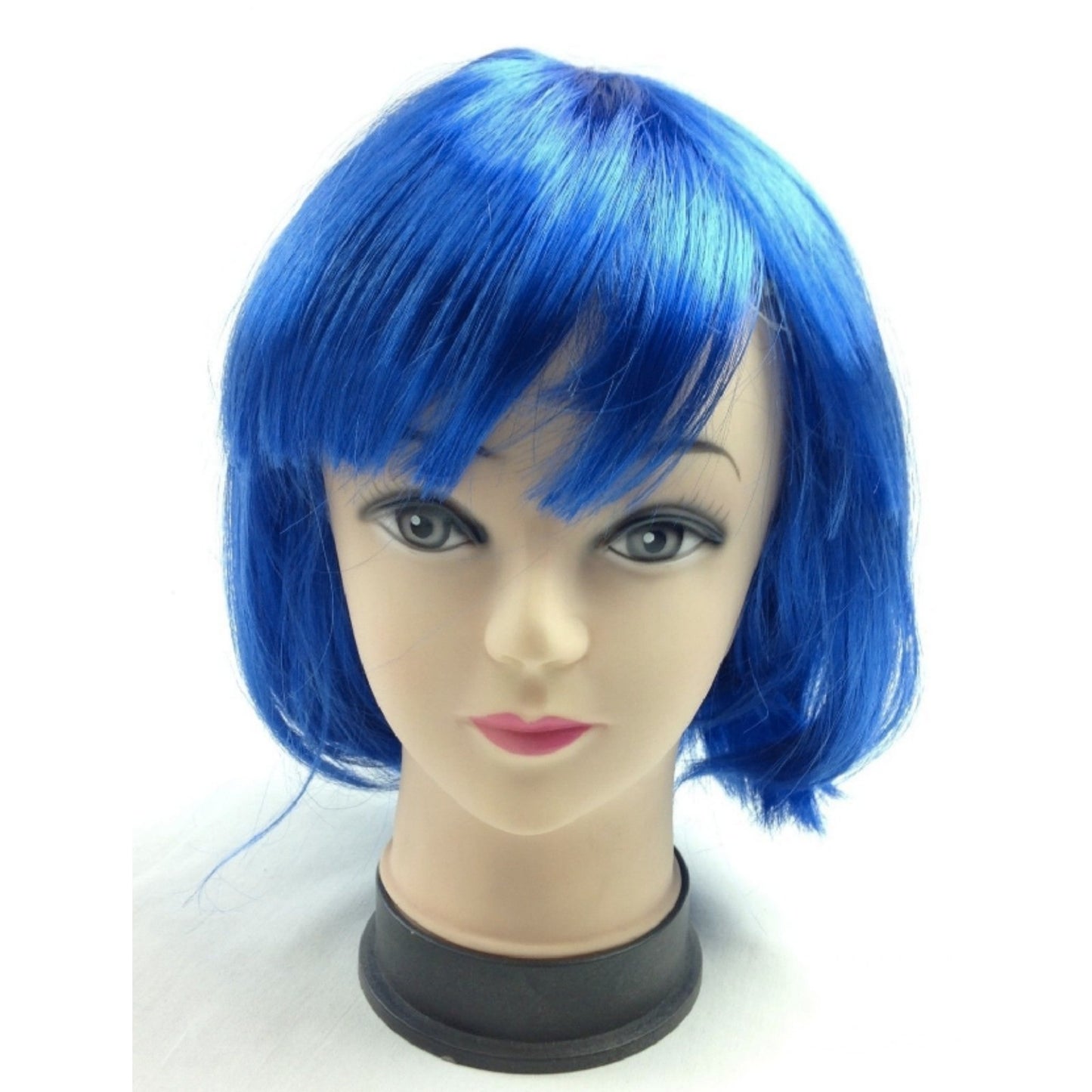 Bob Wig Costume Short Straight Fringe Cosplay Party Full Hair Womens Fancy Dress - Blue