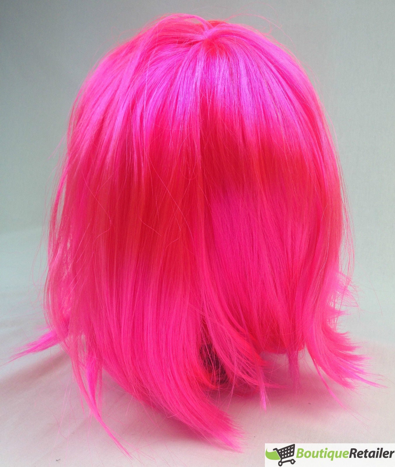 Bob Wig Costume Short Straight Fringe Cosplay Party Full Hair Womens Fancy Dress - Hot Pink