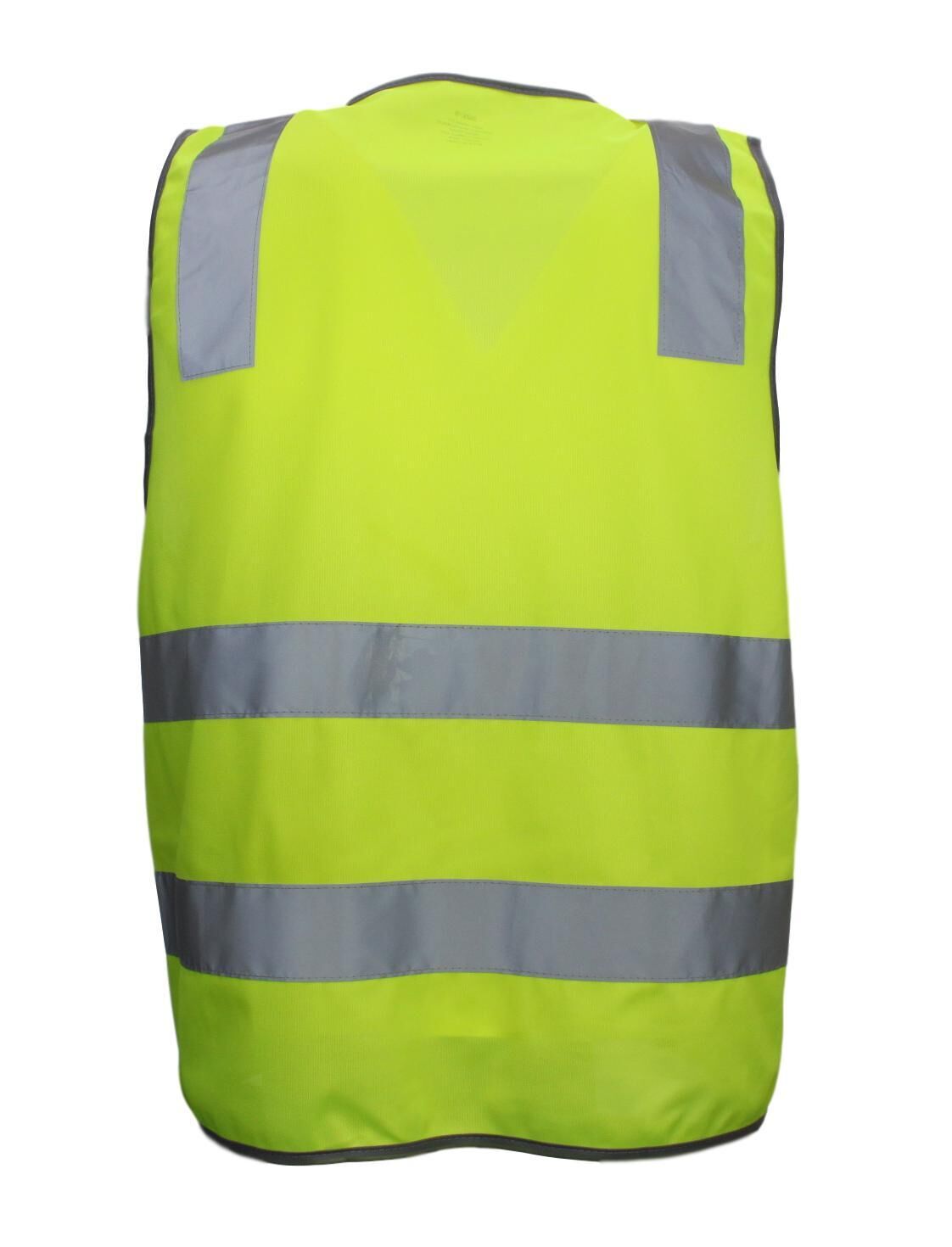 Hi Vis Safety Vest Reflective Tape Zip Up Workwear Pocket High Visibility in Yellow - M