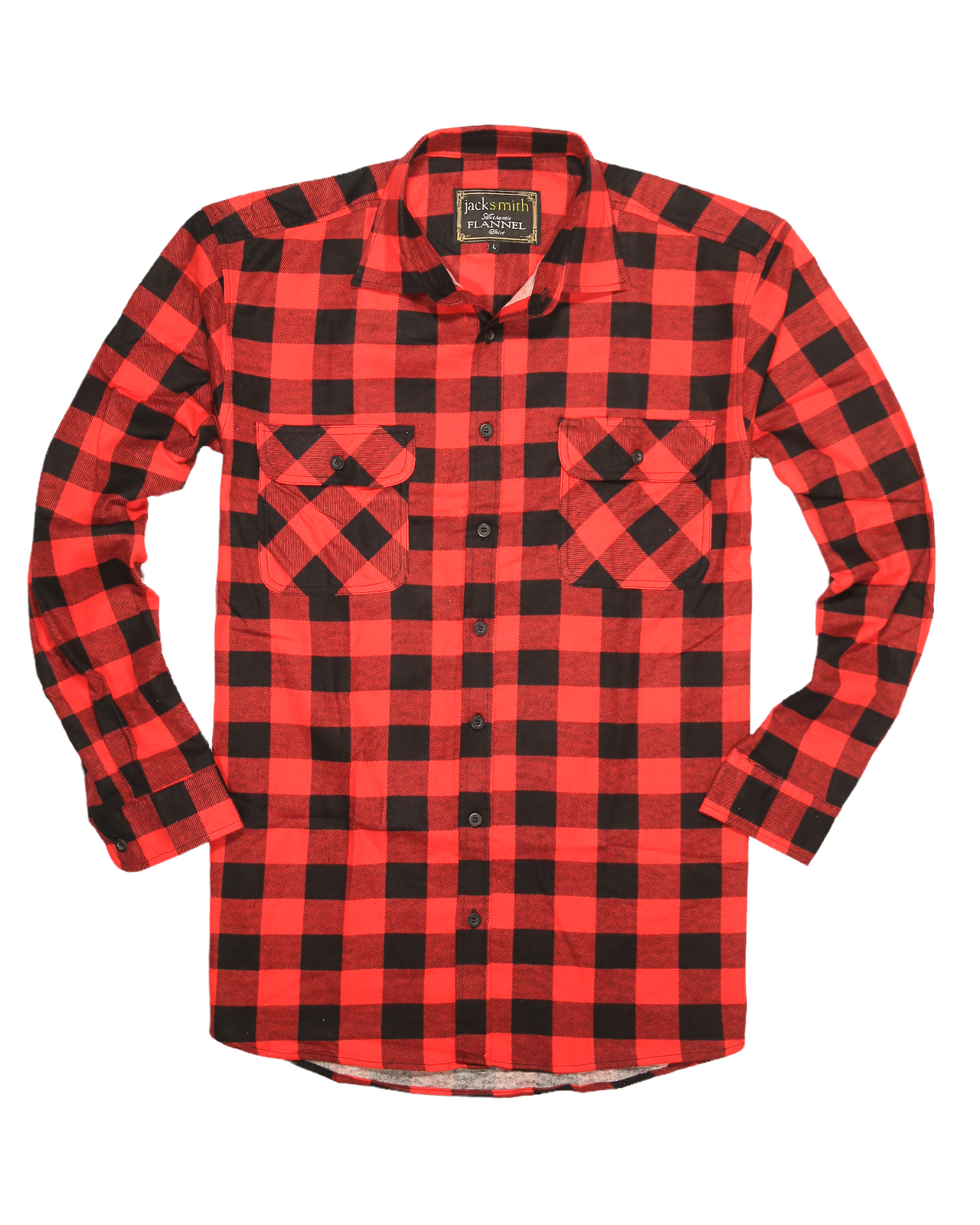 Mens 100% Cotton Flannelette Shirt Long Sleeve Check Authentic Flannel - Red/Black - 3XL