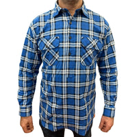 Mens Flannelette Long Sleeve Pullover Shirt 100% Cotton Flannel - Half Placket - Navy - 6XL
