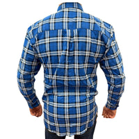 Mens Flannelette Long Sleeve Pullover Shirt 100% Cotton Flannel - Half Placket - Navy - 6XL