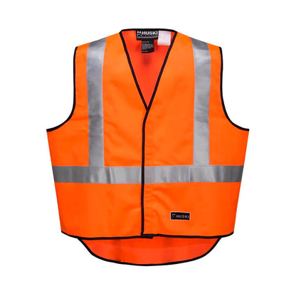 HUSKI Hi Vis Patrol Vest 3M Reflective Tape Safety Workwear High Visibility - Orange - 3XL