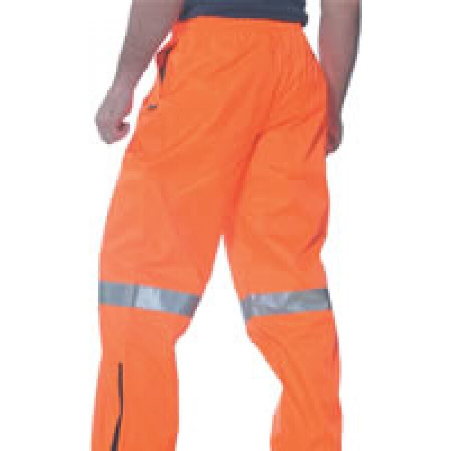 Huski Mens Tarmac Hi Vis Trousers Pants High Visibility Safety Pants - Orange - 5XL (117cm)