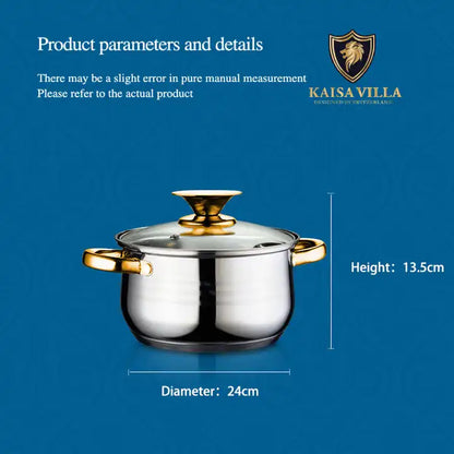 Kaisa Villa 5.8 Litre Casserole Pot Stainless Steel Induction Cooking Stock Stew