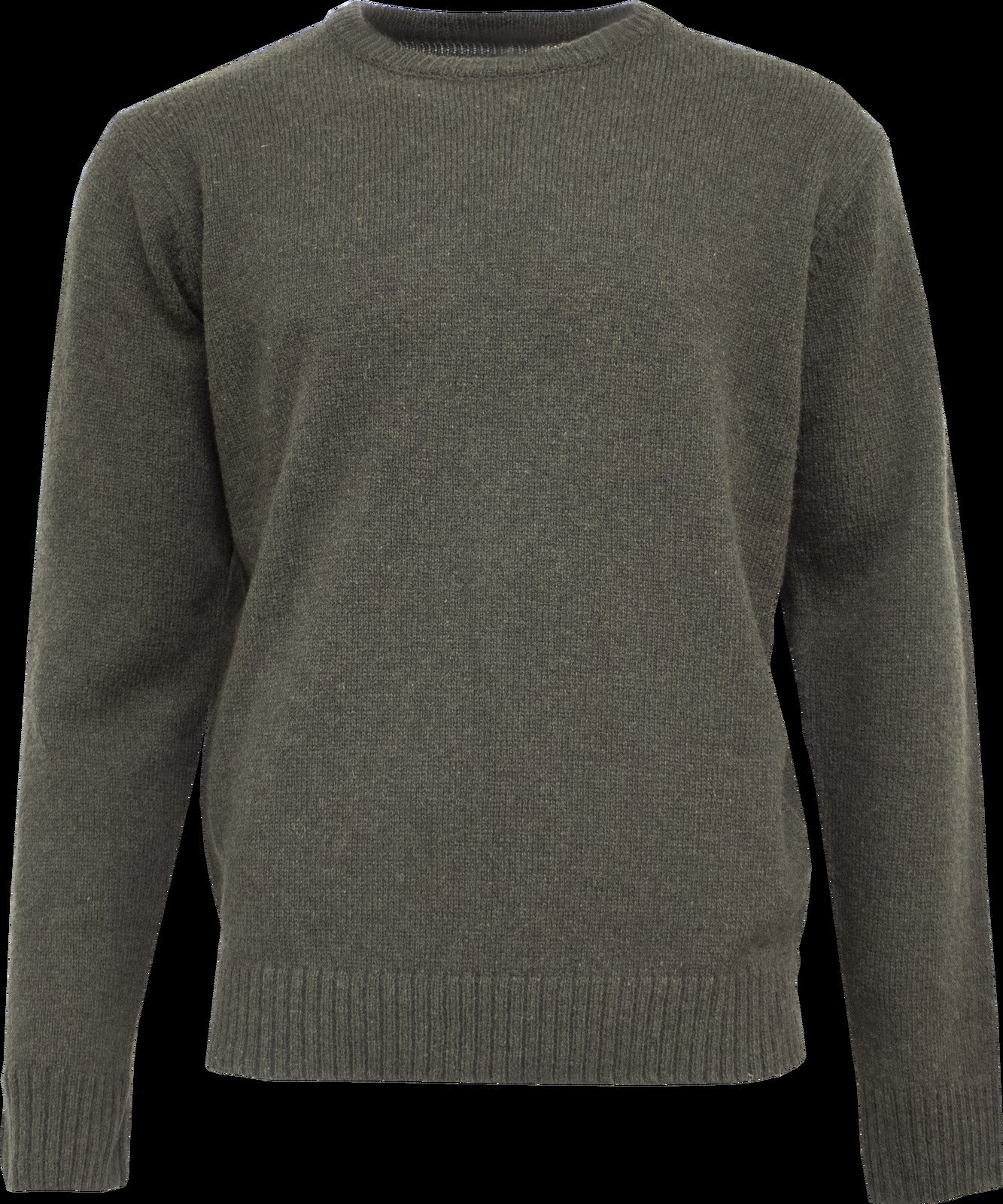 Mens Shetland Wool Crew Round Neck Knit Jumper Pullover Sweater Knitted - Olive - 2XL