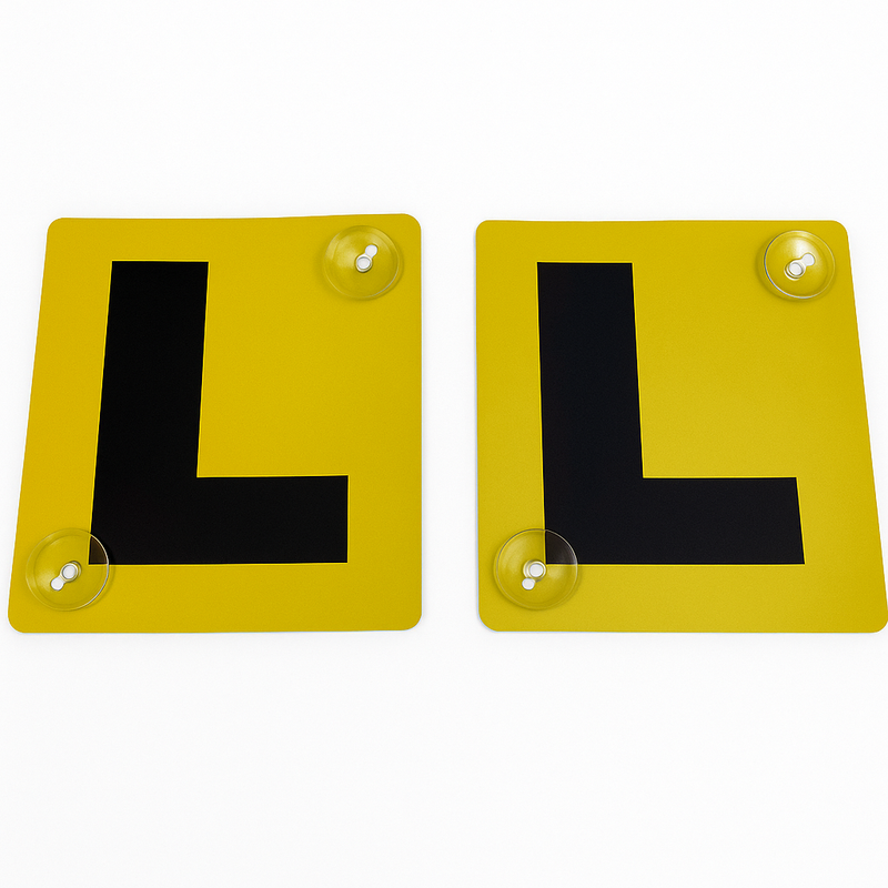 2x LEARNER L PLATES Suction Car Window Signs in Yellow/Black