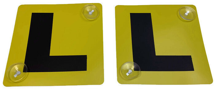 2x LEARNER L PLATES Suction Car Window Signs in Yellow/Black